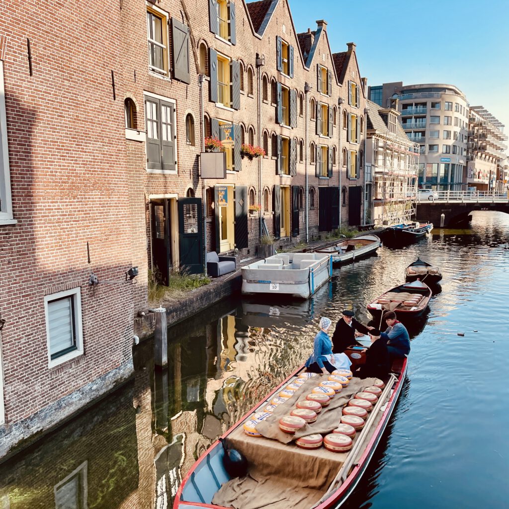 Ein Boot mit Käselaiben in Alkmaar.